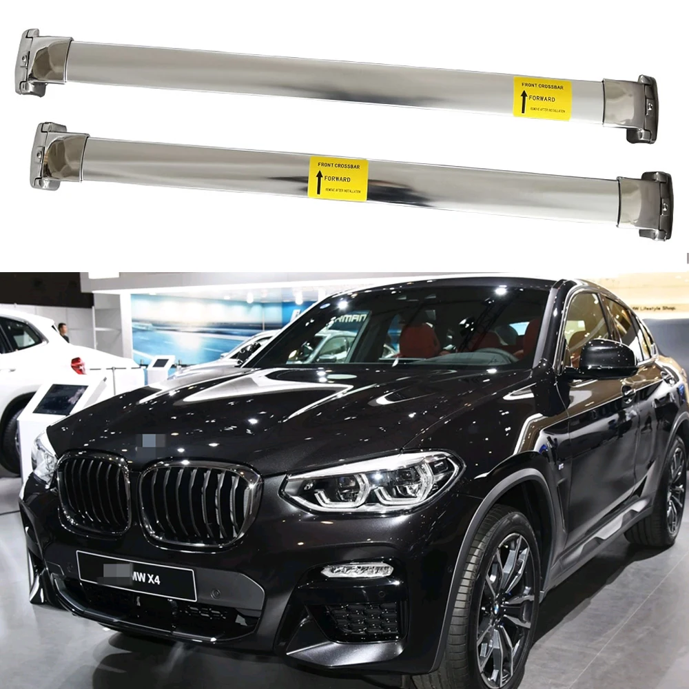 

2Pcs Stainless Steel Roof Rack Cross Bars Crossbar Baggage Luggage Rack Fit for BMW X4 G02 2018-2022- Silver