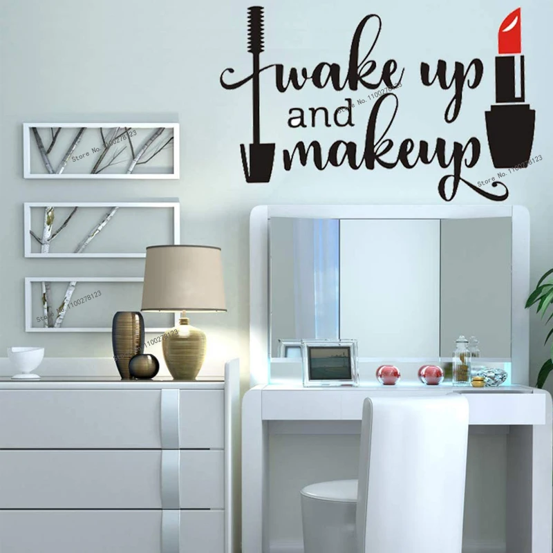 Wake Up and Make Up Quotes Wall Decal Sticker Beauty Salon Decoration Lipstick Brushes for Dressing Room Girls Bedroom Wallpaper
Wake Up and Make Up Quotes Wall Decal Sticker Beauty Salon Decoration Lipstick Brushes for Dressing Room Girls Bedroom Wallpaper