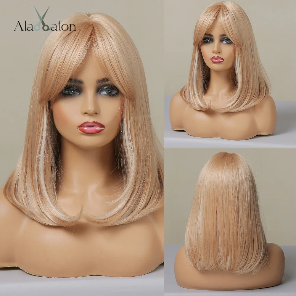 ALAN EATON Medium Length Golden Blonde Highlight Synthetic Wigs with Side Bangs BOb Wig for Women Cosplay Daily Heat Resistant
ALAN EATON Medium Length Golden Blonde Highlight Synthetic Wigs with Side Bangs BOb Wig for Women Cosplay Daily Heat Resistant