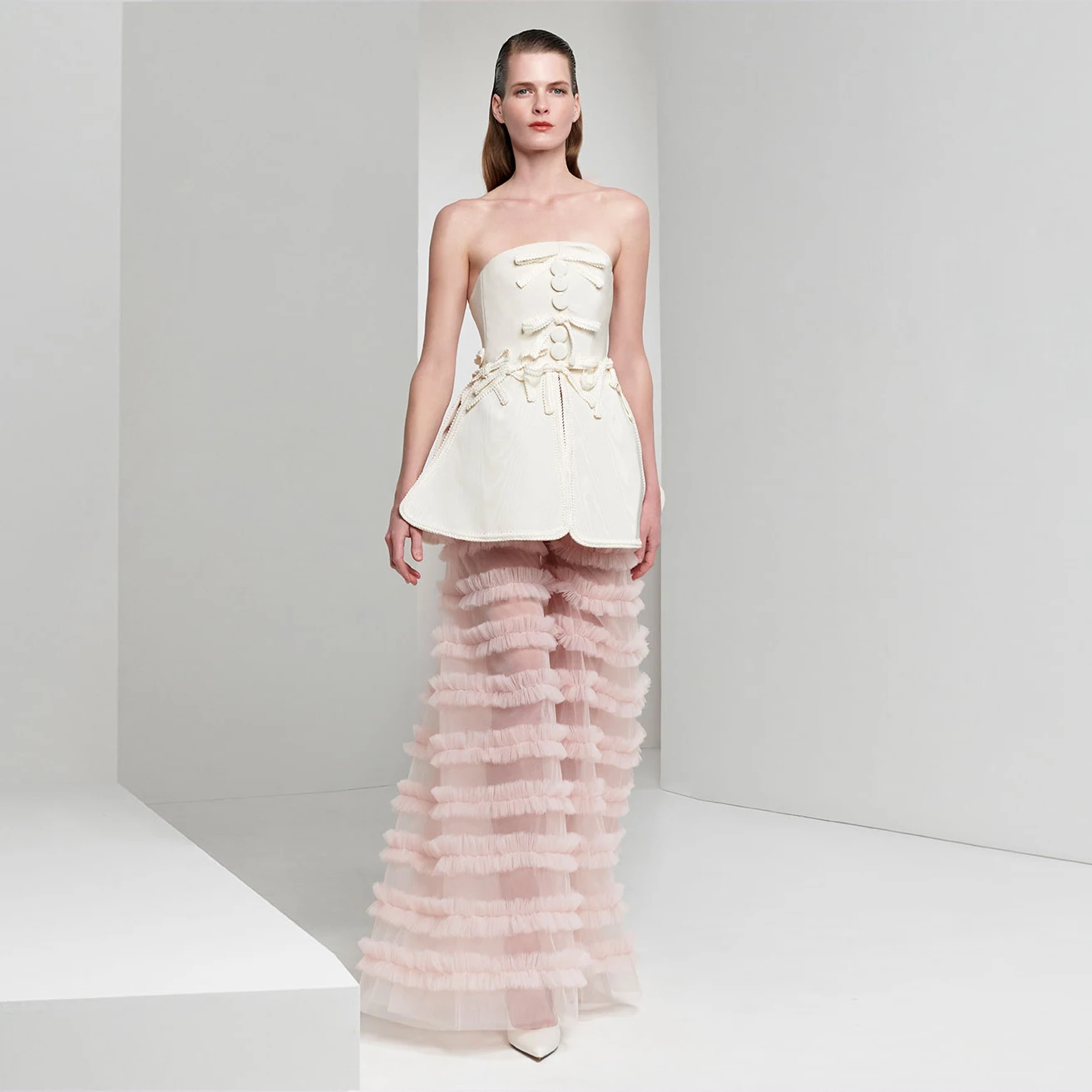 Fashion Strapless Prom Dresses Top Blouse Pants Sleeveless Vestido De Noche Bow Buttons Evening Gowns Lush Pink Custom Made
Fashion Strapless Prom Dresses Top Blouse Pants Sleeveless Vestido De Noche Bow Buttons Evening Gowns Lush Pink Custom Made