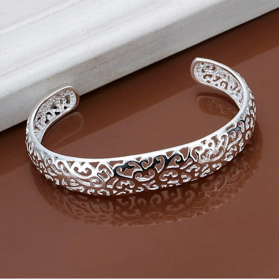 925 Sterling Silver open bangle bracelet for women lady girl cute favorite gift retro charm exquisite circular fashion jewelry
925 Sterling Silver open bangle bracelet for women lady girl cute favorite gift retro charm exquisite circular fashion jewelry