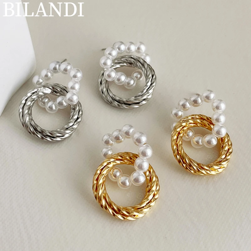 Bilandi S925 needle Women Jewelry Pearl Earring Popular Design Hot Selling Golden Silvery Drop Earrings For Celebration Gifts
Bilandi S925 needle Women Jewelry Pearl Earring Popular Design Hot Selling Golden Silvery Drop Earrings For Celebration Gifts
