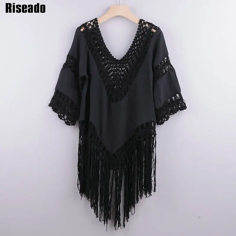 Riseado Boho Sexy Bikini Dress Knitted Women's Swimsuit 2022 V-neck Bikini Cover Up Tassel Swimwear Women Solid Dress Summer
Riseado Boho Sexy Bikini Dress Knitted Women's Swimsuit 2022 V-neck Bikini Cover Up Tassel Swimwear Women Solid Dress Summer
