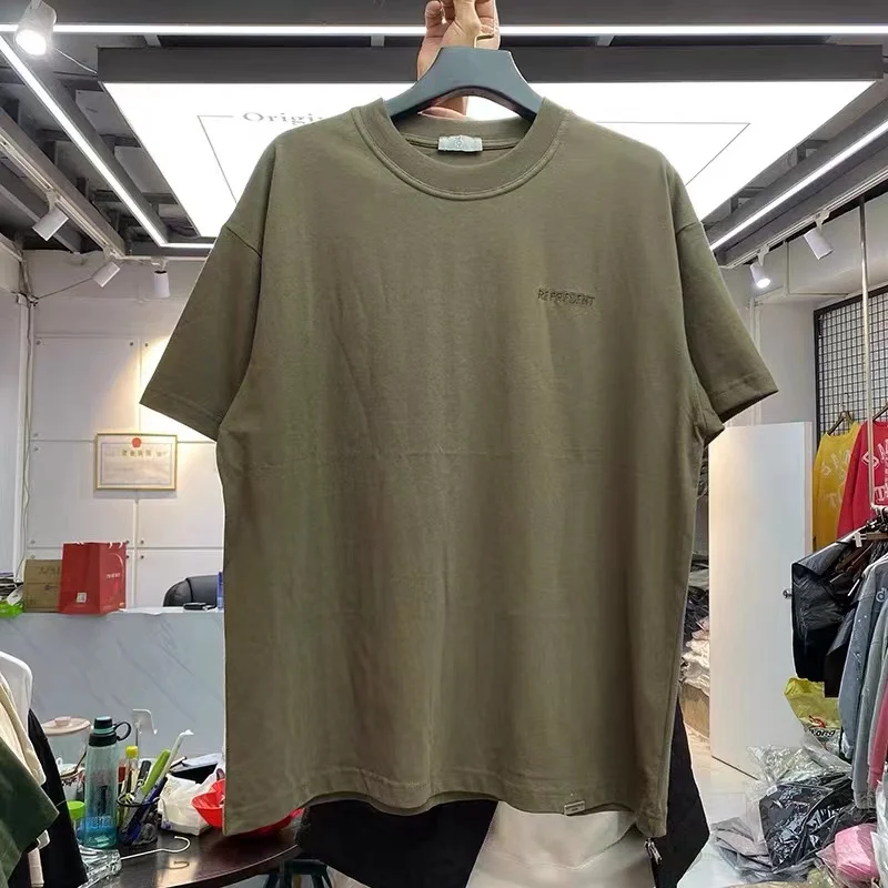 Small letters embroidered high street pure color washing loose round collar short-sleeved t-shirt
Small letters embroidered high street pure color washing loose round collar short-sleeved t-shirt