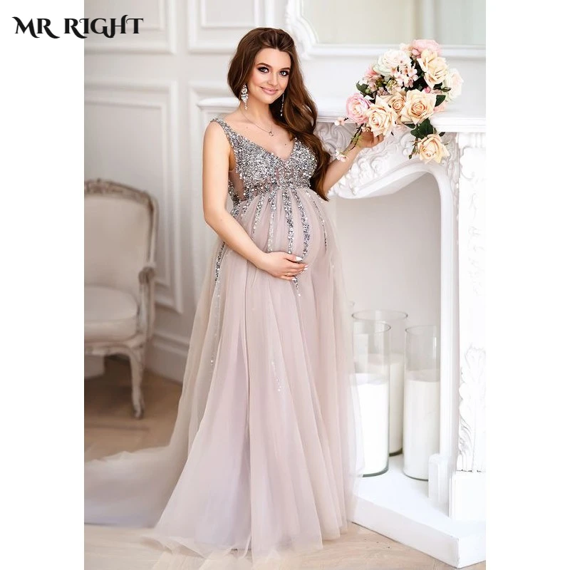 Tulle Maternity Dress Photo Shoot Sequins Illusion Pregnancy Gowns V-neck Long Baby Shower Women Prom Robe
Tulle Maternity Dress Photo Shoot Sequins Illusion Pregnancy Gowns V-neck Long Baby Shower Women Prom Robe