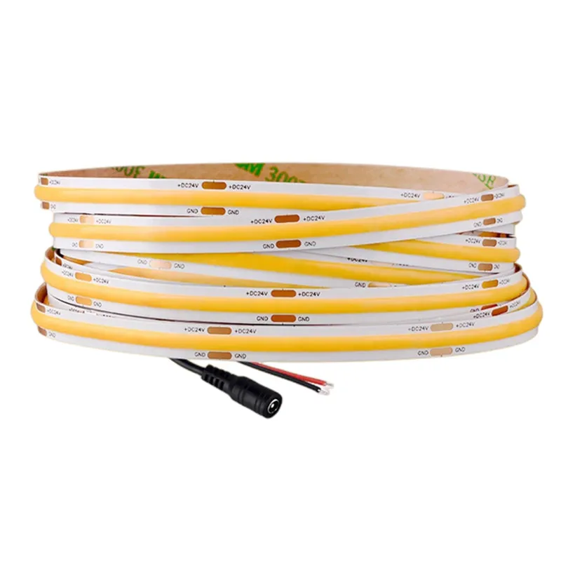 

5m 320 480 528 LEDs/m COB LED Strip Light UL Listed 16.4ft High Density Flexible Tape Ribbon 3000-6500K RA90 Led Light DC12V 24V