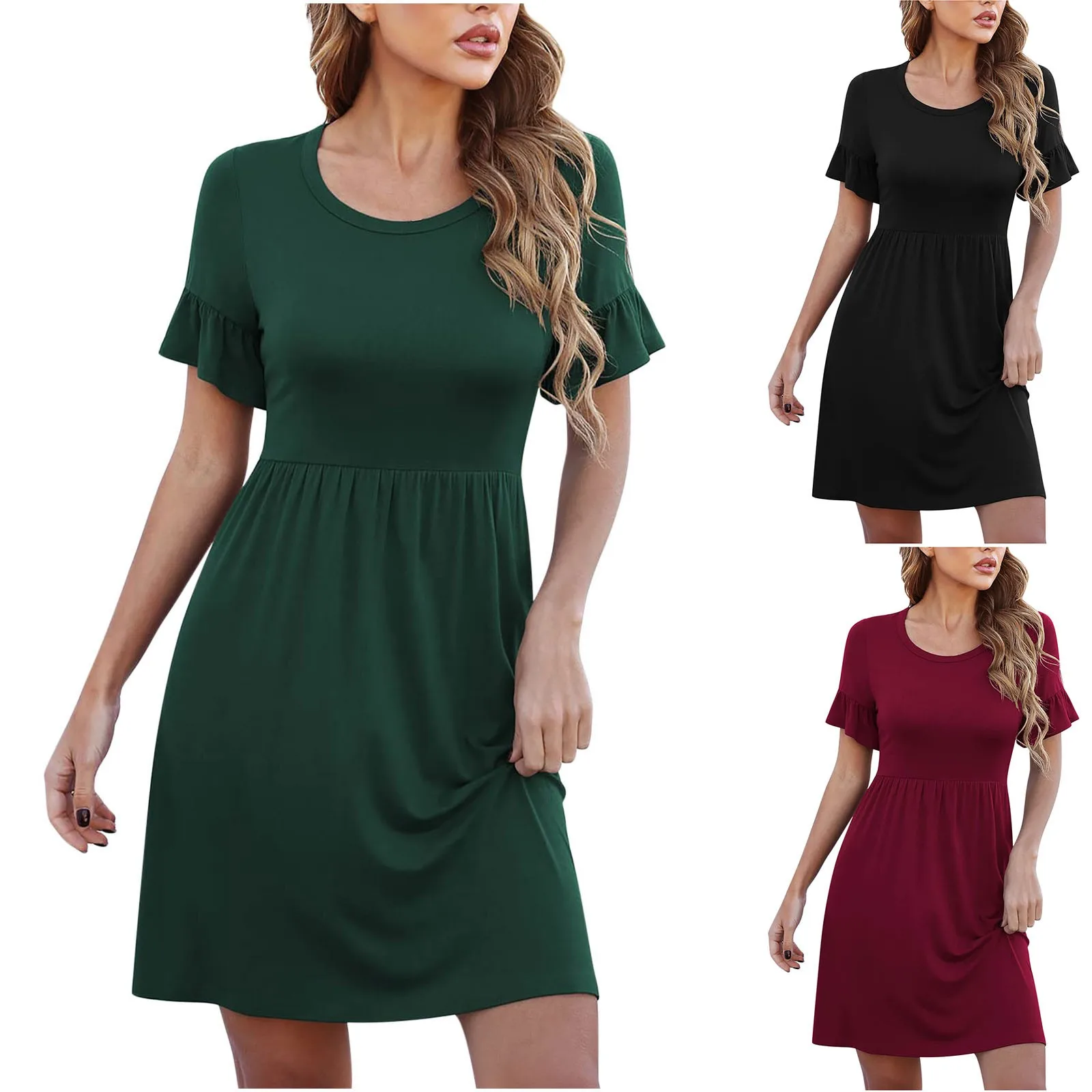 Casual Dress for Juniors Women Summer Dresses Fashion 2022 Solid Color Casual Crew Neck Ruffle Casual Crimson Dresses for Women
Casual Dress for Juniors Women Summer Dresses Fashion 2022 Solid Color Casual Crew Neck Ruffle Casual Crimson Dresses for Women