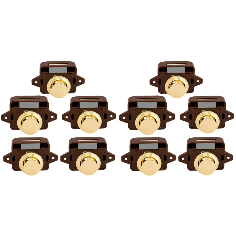 10Pcs Keyless Push Button Catch Door Knob Lock For RV Caravan Cabinet Boat Motor Home Cupboard, Brown Gold
10Pcs Keyless Push Button Catch Door Knob Lock For RV Caravan Cabinet Boat Motor Home Cupboard, Brown Gold