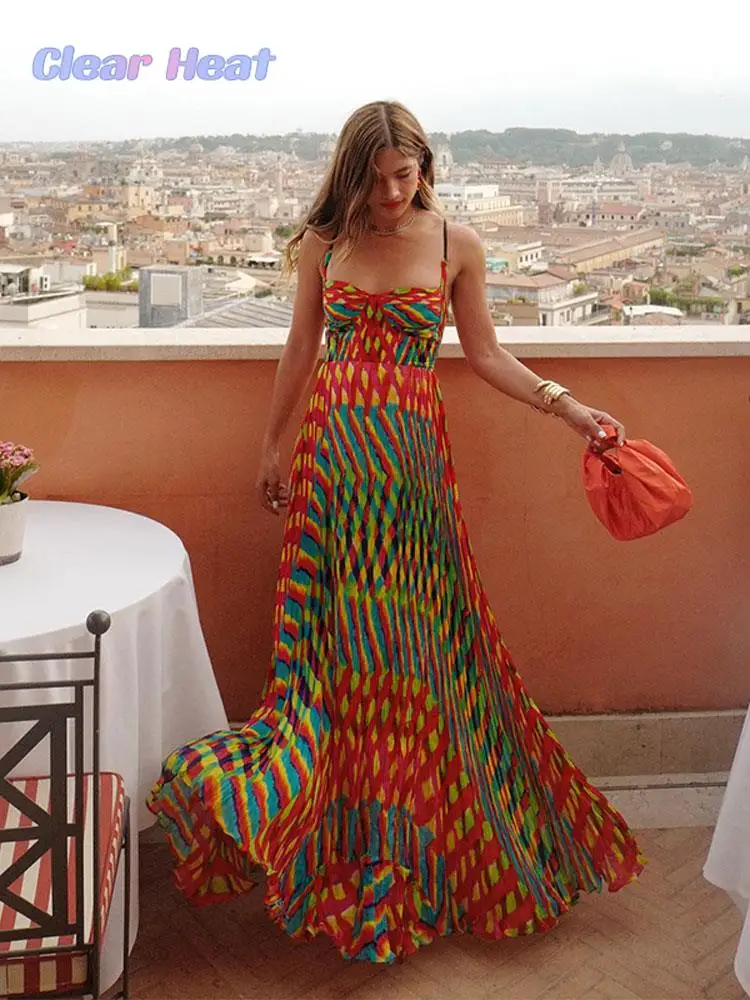 Women Fashion Vintage Chic Contrast Print Sling Dresses Slash Neck Sleeveless Backless Dress Elegant Female Party Vacation Robes
Women Fashion Vintage Chic Contrast Print Sling Dresses Slash Neck Sleeveless Backless Dress Elegant Female Party Vacation Robes
