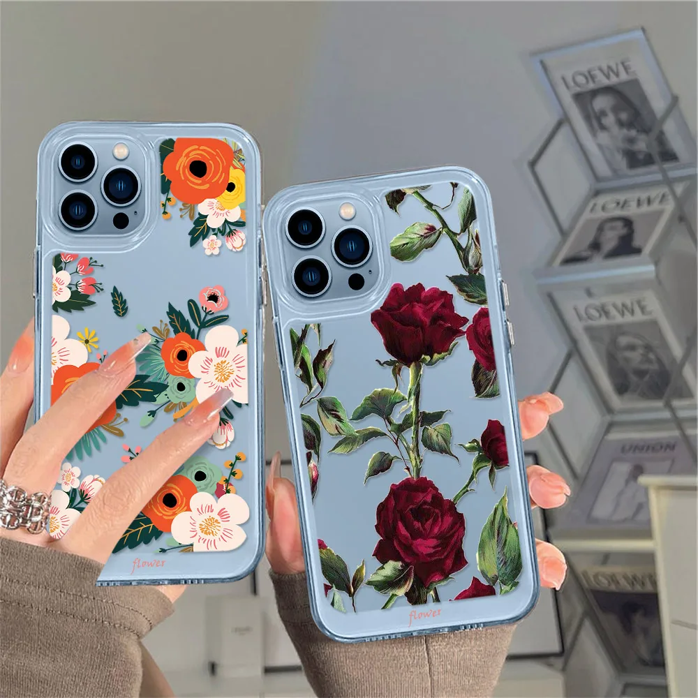 Rose Flower Protection Case for Iphone 14 13 12 Mini 11 Pro Max Back Shell Cover for Iphone XS X XR Clear PC+TPU Hard Fundas
Rose Flower Protection Case for Iphone 14 13 12 Mini 11 Pro Max Back Shell Cover for Iphone XS X XR Clear PC+TPU Hard Fundas