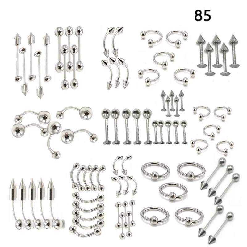 85 pcs Perforation Set Tongue Nail Mixed Stainless Steel Lip Abdomen Eyebrow False Nose Septum Nose Nail Navel Ring Universal
85 pcs Perforation Set Tongue Nail Mixed Stainless Steel Lip Abdomen Eyebrow False Nose Septum Nose Nail Navel Ring Universal