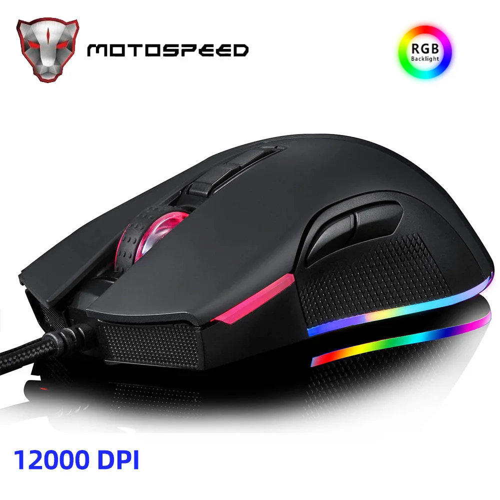 

Motospeed V70 Gaming Mouse 6400DPI 7 Buttons RGB LED Backlight Optical USB Wired Customize Macro Programming For Computer Laptop