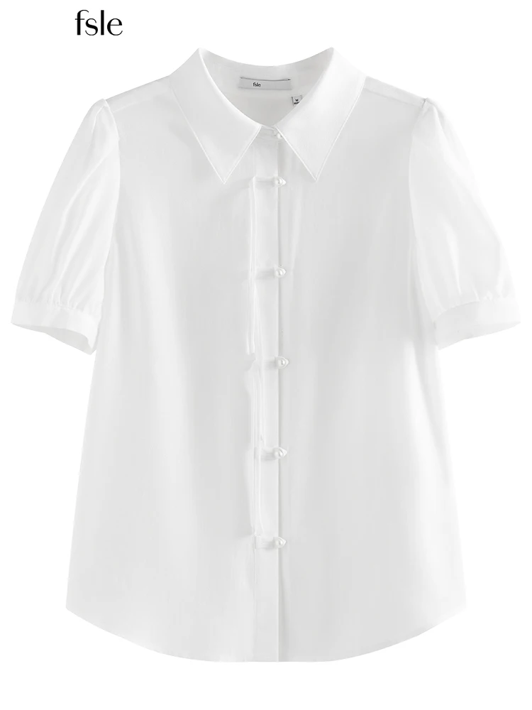 FSLE Китайский стиль Women's Shirts Чувство дизайна Специальный Отворот Пышный рукав High-End Solid Color Casual Female Blouses
FSLE Китайский стиль Women's Shirts Чувство дизайна Специальный Отворот Пышный рукав High-End Solid Color Casual Female Blouses