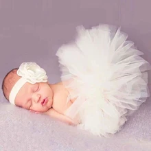 Baby Newborn Photography Props Cute Princess Infant Costume Outfit With Flower Headband Accesssories Baby Girls Dress Tutu Skirt