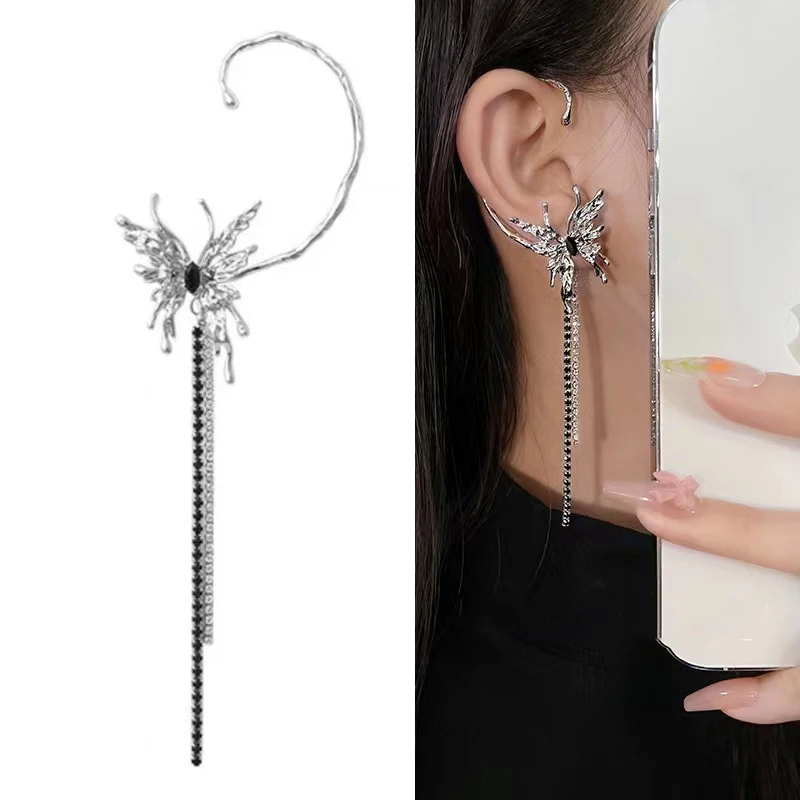 Women's Liquid Metal Butterfly Tassel Ear Cuff Temperament Single Light Luxury Niche Design Retro Personality Earrings Jewelry
Women's Liquid Metal Butterfly Tassel Ear Cuff Temperament Single Light Luxury Niche Design Retro Personality Earrings Jewelry