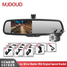MJDOUD 4.3 인치 자동차 후방 카메라, 미러 모니터 포함, 오리지널 특수 브래킷, 후방 카메라용 자동 밝기 LCD 화면