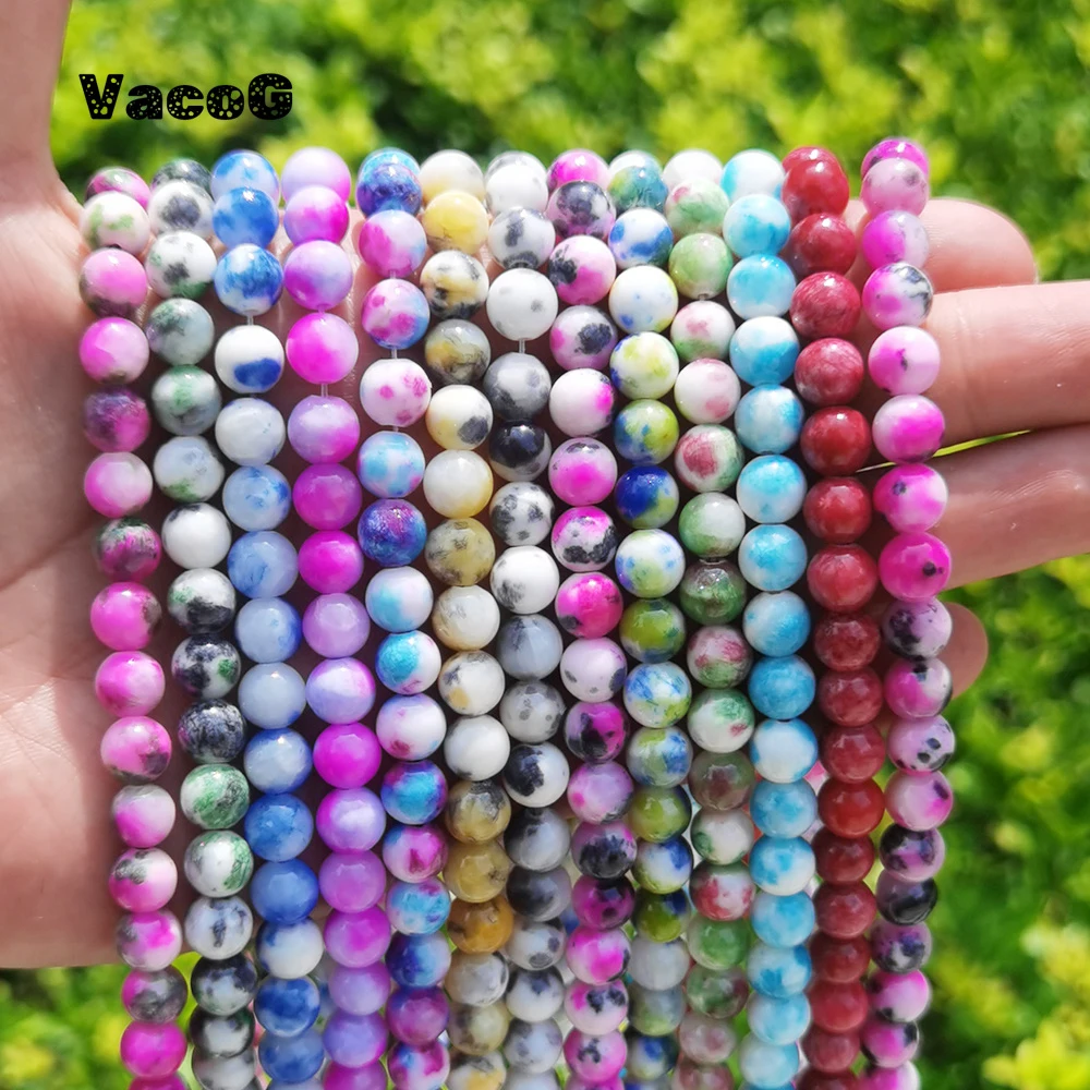 

Natural Stone Persian Jade Beads Round Loose Spacer Bead For Jewelry Making DIY Bracelet Necklace Accessories Charm