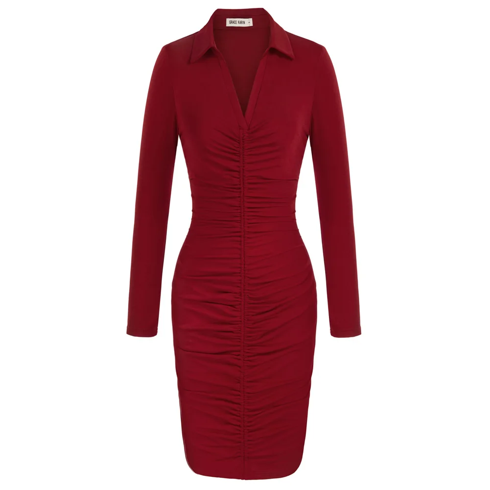 GK Dresses For Women 2022 Tunics Ruched Dress OL Long Sleeve Spring Casual Lapel Collar V-Neck Bodycon Dress Vestido Feminino
GK Dresses For Women 2022 Tunics Ruched Dress OL Long Sleeve Spring Casual Lapel Collar V-Neck Bodycon Dress Vestido Feminino