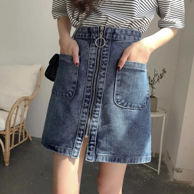2021 Summer Solid Vintage High Waist All Match Skirts Women Patchwork Temperament Slim A-line Denim Skirt Female Elegant Korean
2021 Summer Solid Vintage High Waist All Match Skirts Women Patchwork Temperament Slim A-line Denim Skirt Female Elegant Korean
