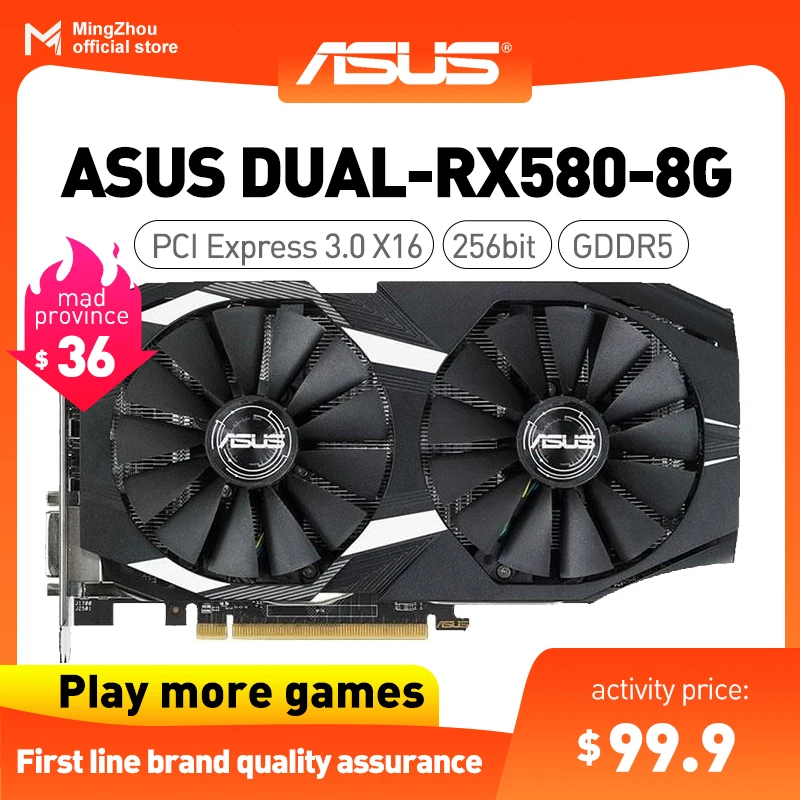 ASUS Graphics Cards AMD RX 580 8GB GDDR5 Mining GPU Video Card 256Bit Computer RX580
ASUS Graphics Cards AMD RX 580 8GB GDDR5 Mining GPU Video Card 256Bit Computer RX580