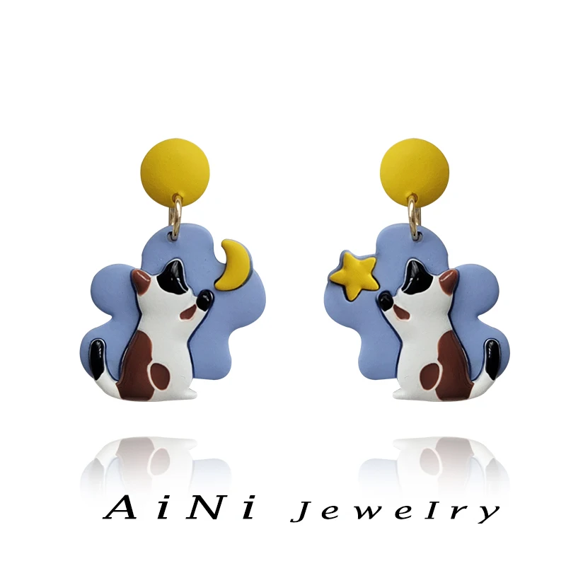 Fashion Jewelry Cat Earrings 925 Silver Needle Cute Design Metal With Coating Color Blue Blue Earrings For Women Girl Gift
Fashion Jewelry Cat Earrings 925 Silver Needle Cute Design Metal With Coating Color Blue Blue Earrings For Women Girl Gift