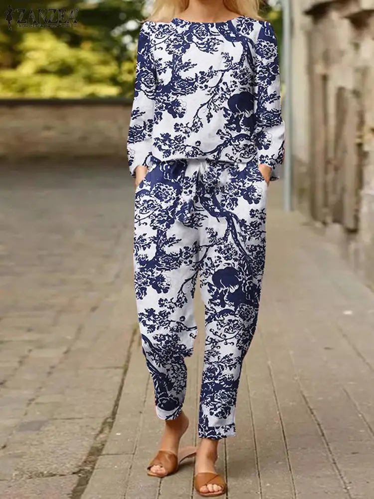 Vintage Long Sleeve Floral Printed Matching Sets ZANZEA Autumn Two Piece Sets Womens Outifits Casual Loose Blouse Pant Sets 2PCS
Vintage Long Sleeve Floral Printed Matching Sets ZANZEA Autumn Two Piece Sets Womens Outifits Casual Loose Blouse Pant Sets 2PCS