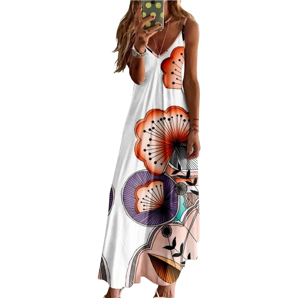 Summer Women's V-Neck Sling Print Sexy Beach Long Sleeveless Slit Dress Ladies Long Dress 2022 New
Summer Women's V-Neck Sling Print Sexy Beach Long Sleeveless Slit Dress Ladies Long Dress 2022 New