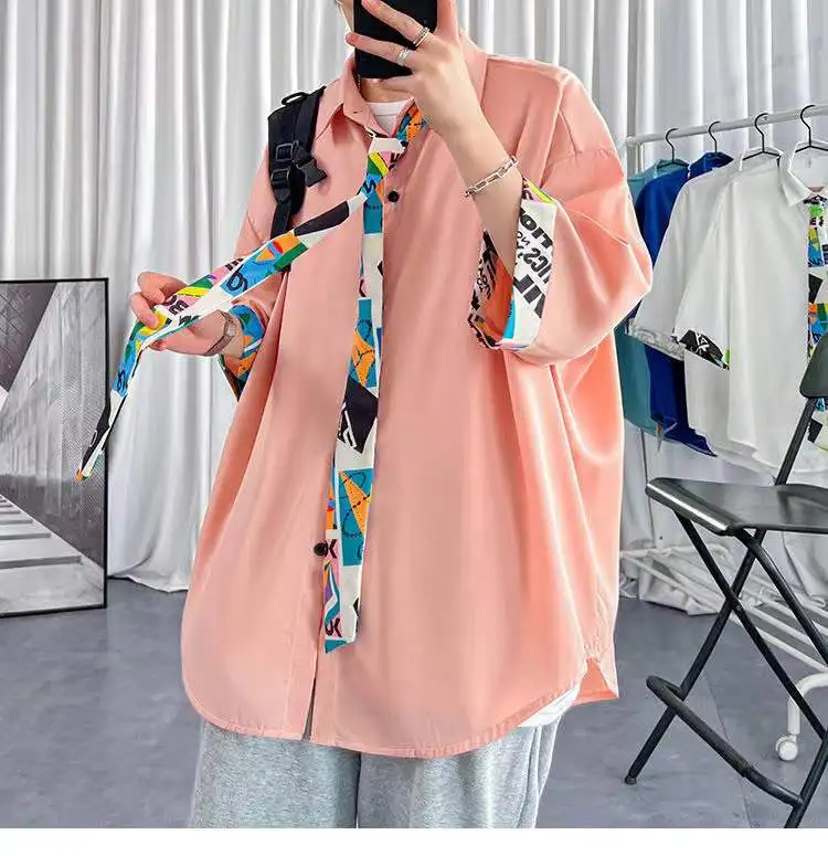 Men's Ruffian Handsome Three-quarter Sleeve Shirt Summer Korean Fashion Loose Casual Versatile Solid Color Shirts
Men's Ruffian Handsome Three-quarter Sleeve Shirt Summer Korean Fashion Loose Casual Versatile Solid Color Shirts