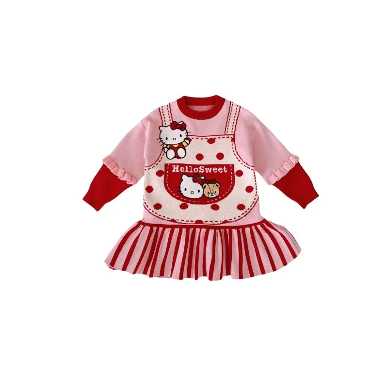 Sanrio Hello Kitty Children's Sweater Skirt 3~8 Years Old Girls Cartoon Cute Girl Heart Round Neck Long Sleeve Knitted Dress
Sanrio Hello Kitty Children's Sweater Skirt 3~8 Years Old Girls Cartoon Cute Girl Heart Round Neck Long Sleeve Knitted Dress