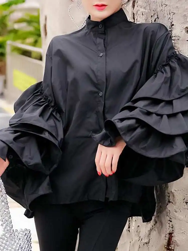 Women Solid Blouse 2022 Summer Celmia Elegant Flare Sleeve Shirt Ruffled Long Sleeve Tunic Tops Casual Button Loose Party Blusas
Women Solid Blouse 2022 Summer Celmia Elegant Flare Sleeve Shirt Ruffled Long Sleeve Tunic Tops Casual Button Loose Party Blusas