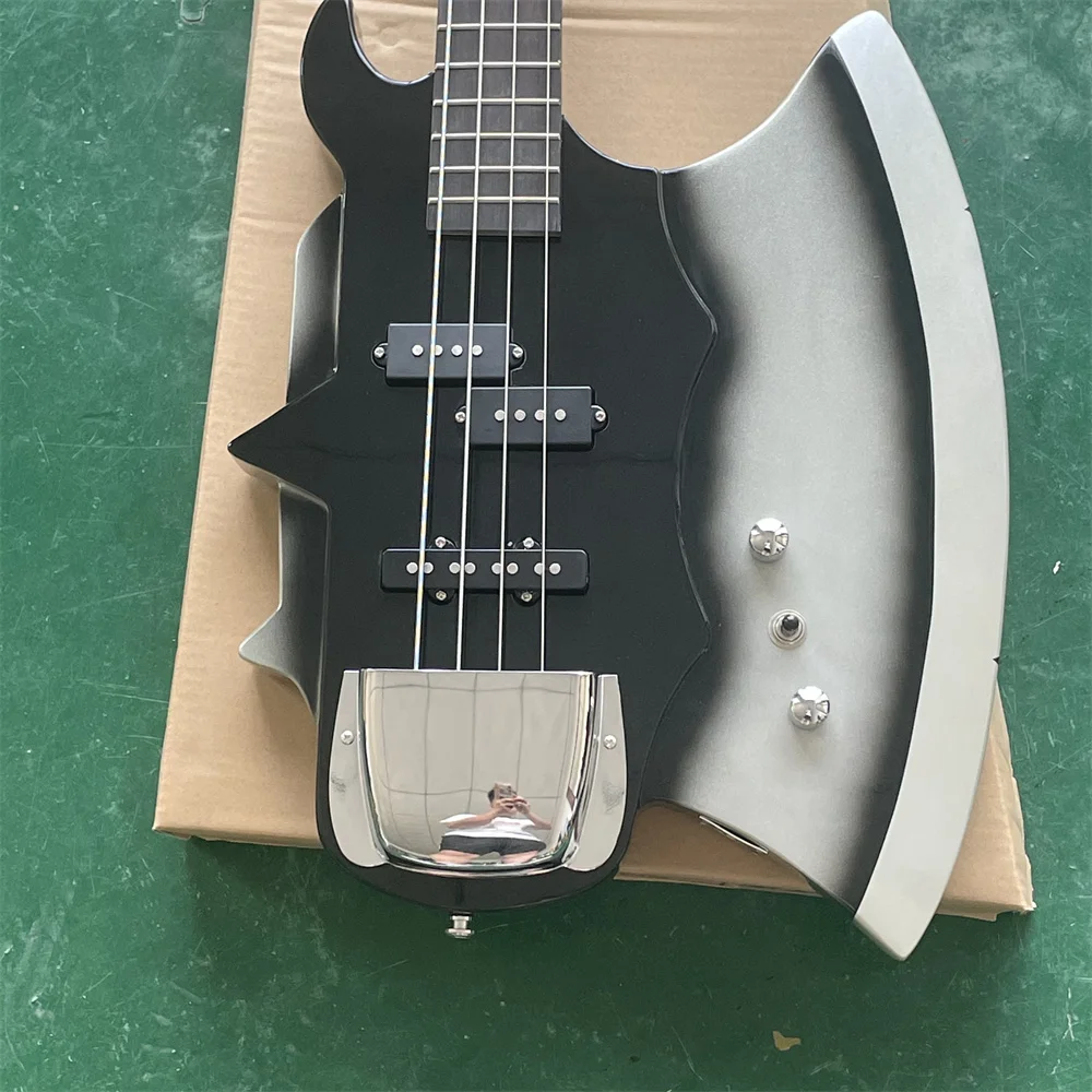 Free shipping custom 4 strings black irregular electric guitar bass with axe shape bady 3 pickups,bridge shield maple neck
Free shipping custom 4 strings black irregular electric guitar bass with axe shape bady 3 pickups,bridge shield maple neck