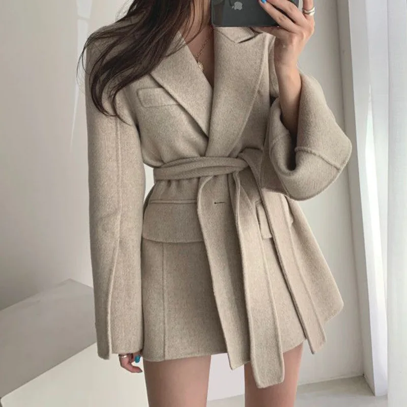 Korean Fall/winter Warm Tweed Jacket for Women Solid Color Long Wool Coat for Women
Korean Fall/winter Warm Tweed Jacket for Women Solid Color Long Wool Coat for Women