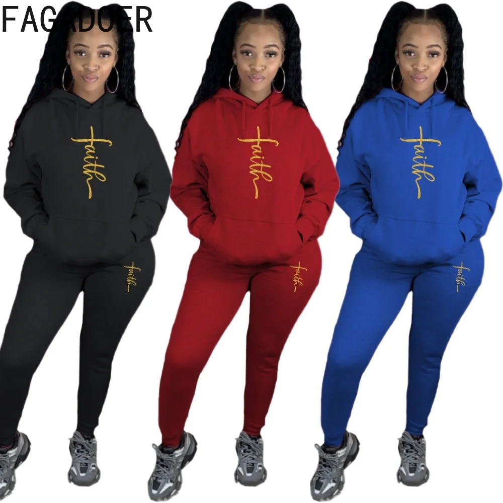 FAGADOER Fall Winter Hoody Tracksuits Women Casual Letter Print Hooded Sweatshirt And Jogger Pants Two Piece Sets Outfits Female
FAGADOER Fall Winter Hoody Tracksuits Women Casual Letter Print Hooded Sweatshirt And Jogger Pants Two Piece Sets Outfits Female