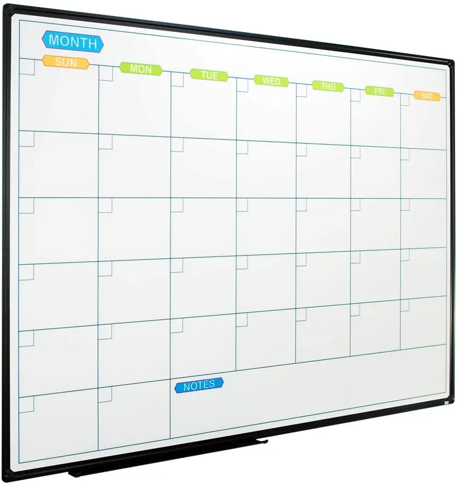 Dry Erase Calendar Whiteboard 48 X 36 Inch - White Board Calendar Monthly, Black Aluminum Frame Wall Mounted Board Office Home
Dry Erase Calendar Whiteboard 48 X 36 Inch - White Board Calendar Monthly, Black Aluminum Frame Wall Mounted Board Office Home
