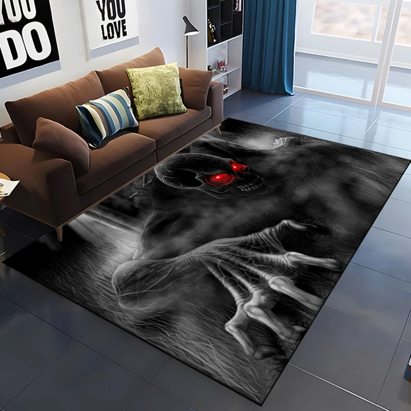 

3D Gothic Horror Female Skull Dead Area Rug,Carpet Rug for Home Living Room Bedroom Sofa Doormat Decor,Non-slip Floor Mat