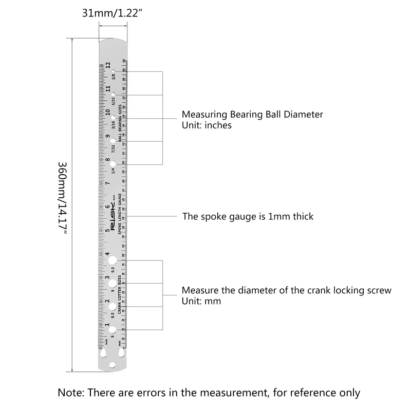 Portable Bike Spoke Ruler Spoke Length Gauge Measuring Tool Double Sided Metric for Mountain/Road Bike Durable
Portable Bike Spoke Ruler Spoke Length Gauge Measuring Tool Double Sided Metric for Mountain/Road Bike Durable