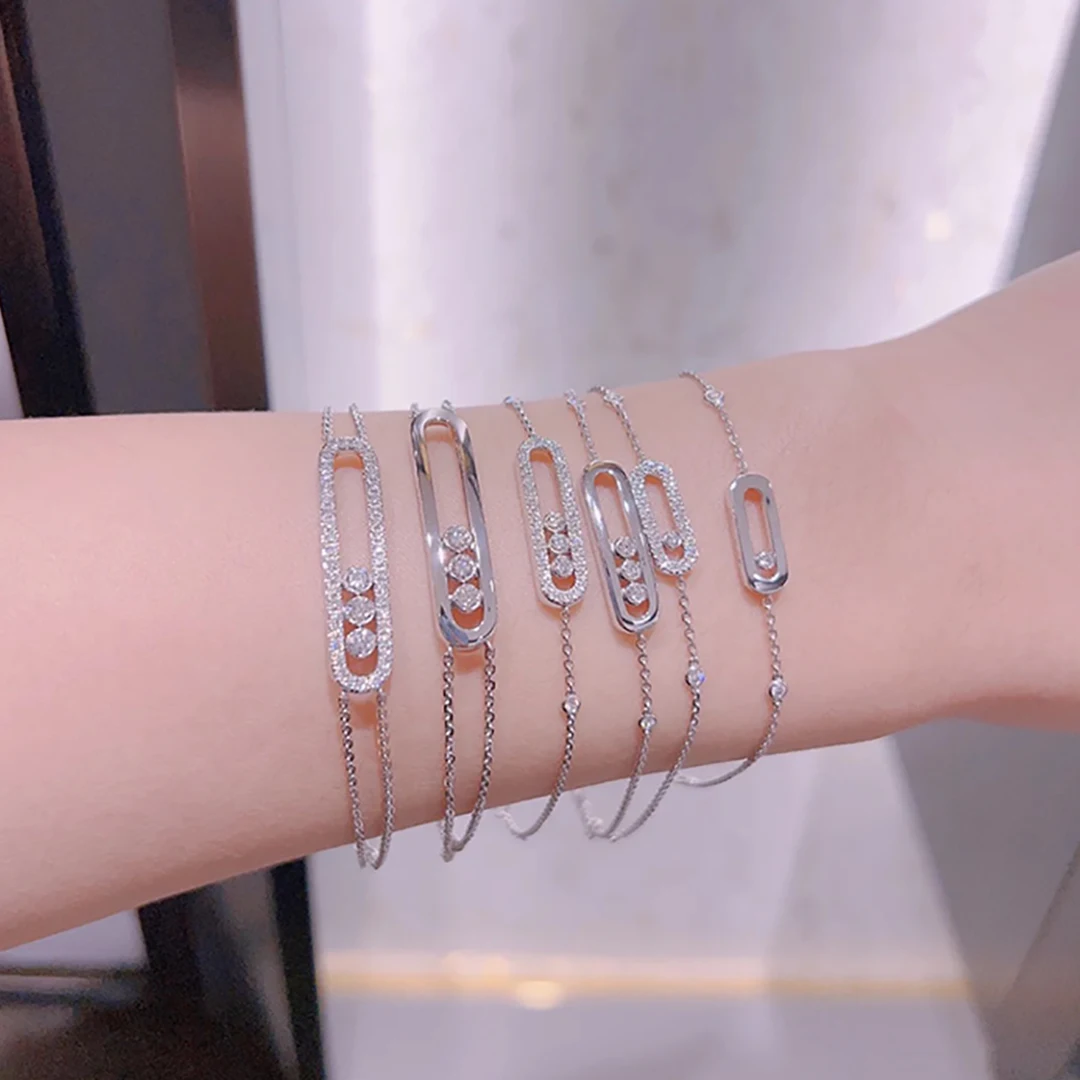 925 Sterling Silver Classic Couple 3 Diamond Smooth Bracelet. Move the diamond. Luxury French Jewelry Festival Gift
925 Sterling Silver Classic Couple 3 Diamond Smooth Bracelet. Move the diamond. Luxury French Jewelry Festival Gift