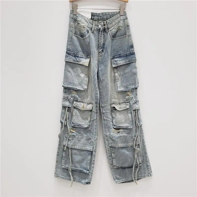 Heavy Industry Multi-pocket Washed Solid Color Jeans Women Trendy Streetwear American Retro Y2k High Waist Loose Straight Pants
Heavy Industry Multi-pocket Washed Solid Color Jeans Women Trendy Streetwear American Retro Y2k High Waist Loose Straight Pants