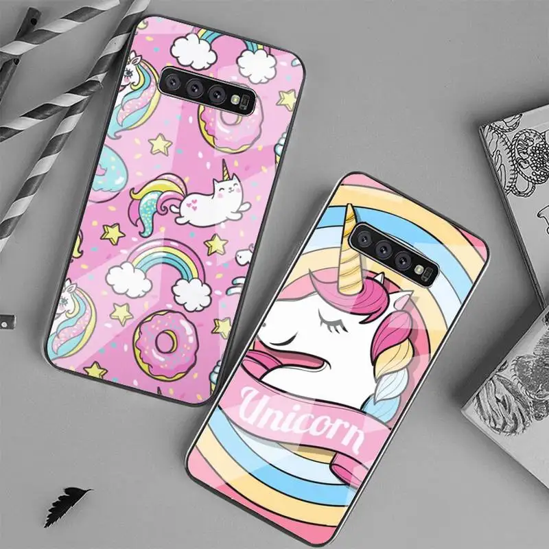 

Rainbow Unicorn Summer Phone Case Phone Case Tempered Glass For Samsung S20 Ultra S7 S8 S9 S10 Note 8 9 10 Pro Plus Cover