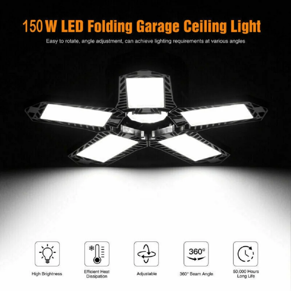 LED Garage Light E27/E26 Djustable 5 Panel Led Lamp Deformable LED Garage Ceiling Light AFor Garage Workshop Industrial Lighting
LED Garage Light E27/E26 Djustable 5 Panel Led Lamp Deformable LED Garage Ceiling Light AFor Garage Workshop Industrial Lighting