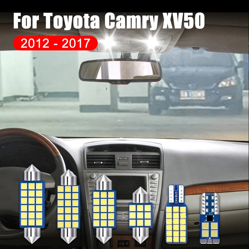 

7PCS LED Car Reading Lights Sun Visor Vanity Mirror Lamps Trunk Bulb Fit For Toyota Camry 50 XV50 2012 2013 2014 2015 2016 2017