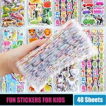 40 Sheets 3D Stickers for Kids Toddlers Puffy Stickers Variety Pack for Scrapbooking Bullet Journal Toys for Children Girls Boy