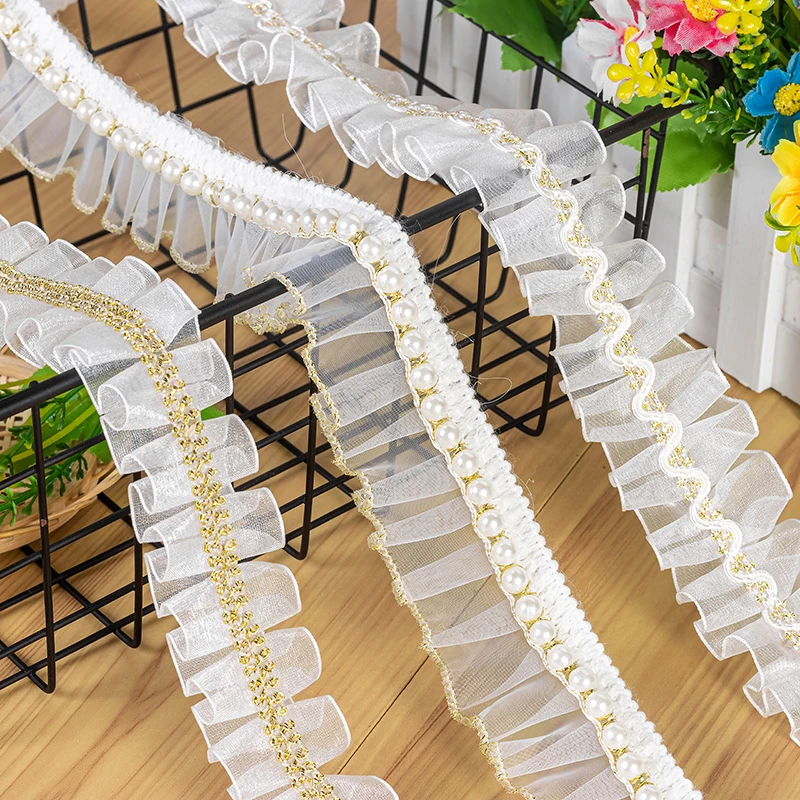 New Pleated Lace Beaded Gauze Gold Thread Auricular Edge Clothing Cuffs Decorative Lace Accessories
New Pleated Lace Beaded Gauze Gold Thread Auricular Edge Clothing Cuffs Decorative Lace Accessories