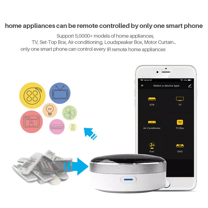Hot Ticket Smart Remote Control Universal IR WiFi Infrared Home Control Hub Remote Controller Smart Home Life APP IR Control Vo
Hot Ticket Smart Remote Control Universal IR WiFi Infrared Home Control Hub Remote Controller Smart Home Life APP IR Control Vo