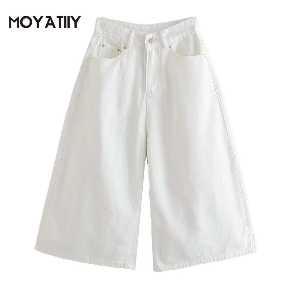 MOYATIIY Women 2022 Fashion Denim White Jeans Highstreet Cool Girl High Waist Knee Length Trousers Front Pockets Female Bottoms 
MOYATIIY Women 2022 Fashion Denim White Jeans Highstreet Cool Girl High Waist Knee Length Trousers Front Pockets Female Bottoms