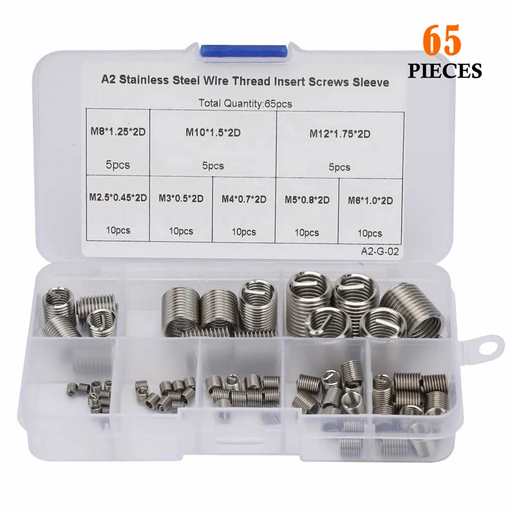 65pcs Metric Screw Sleeve Coarse Wire Braces M2.5M3M4M5M6M8M10M12 Set For Screw Repairing Metalworking Tool Parts
65pcs Metric Screw Sleeve Coarse Wire Braces M2.5M3M4M5M6M8M10M12 Set For Screw Repairing Metalworking Tool Parts
