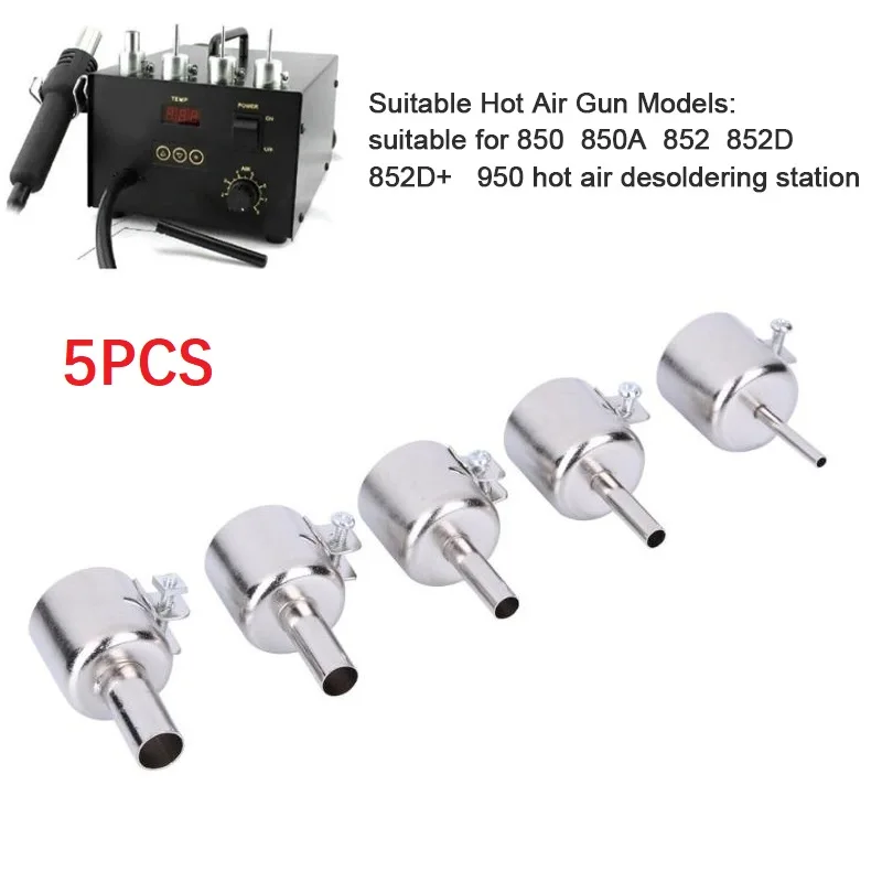 Air Gun Stations Welding Nozzle 3/5/6/8/10MM 5pcs Durable Stainless Steel Aoyue 906/968/850/6028 850 852D Series
Air Gun Stations Welding Nozzle 3/5/6/8/10MM 5pcs Durable Stainless Steel Aoyue 906/968/850/6028 850 852D Series