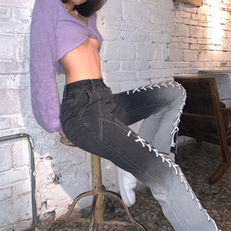 Ladies Bandage Gradient Jeans Aesthetic High-waist Tie-dye Printed Wide-leg Pants Trousers Streetwear Loose Flared Korean Pants
Ladies Bandage Gradient Jeans Aesthetic High-waist Tie-dye Printed Wide-leg Pants Trousers Streetwear Loose Flared Korean Pants