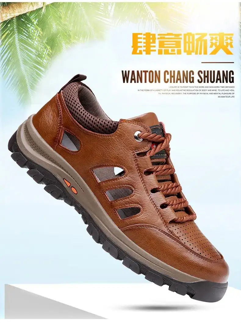 Men's Summer Leather Casual Shoe Soft Bottom Anti-Skid Hollow Out Breathable Comfortable Outdoor Large Size Casual Climbing Shoe
Men's Summer Leather Casual Shoe Soft Bottom Anti-Skid Hollow Out Breathable Comfortable Outdoor Large Size Casual Climbing Shoe