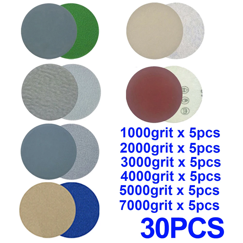 30Pcs 3inch Sanding Discs 1000/2000/3000/4000/5000/7000 Grit Wet & Dry Sandpaper Stone Furniture Wood Products Supplies
30Pcs 3inch Sanding Discs 1000/2000/3000/4000/5000/7000 Grit Wet & Dry Sandpaper Stone Furniture Wood Products Supplies